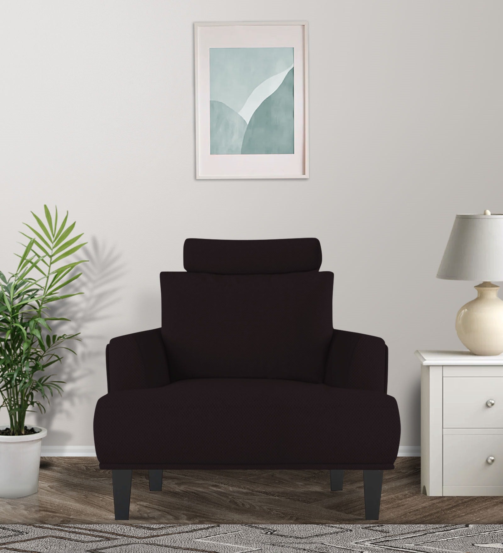 Como Fabric 1 Seater Sofa in Cara Brown Colour