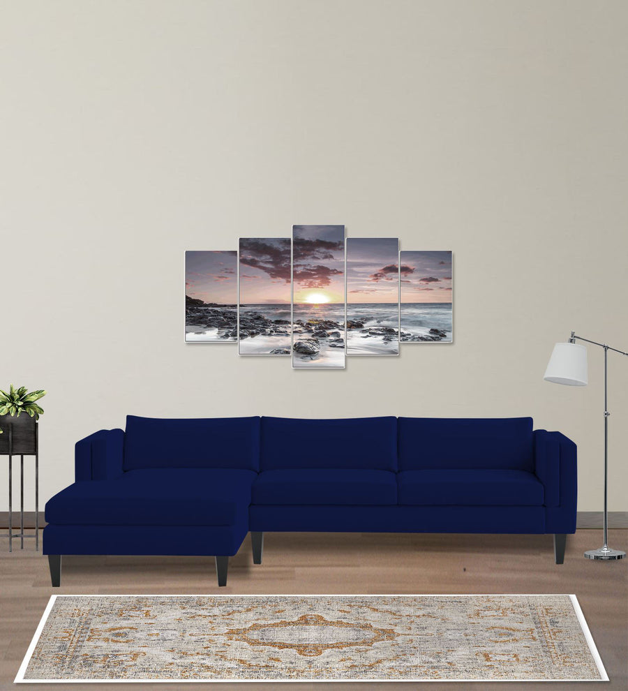 Jasper  RHS  (3+Lounger) Velvet Sectional Sofa - Dark Blue by Febonic Living