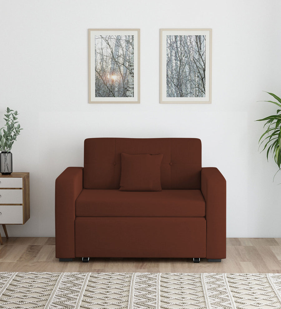 Rocky  2 Seater Pull Out  Cum Bed Fabric Sofa - Coffee Brown by Febonic Living