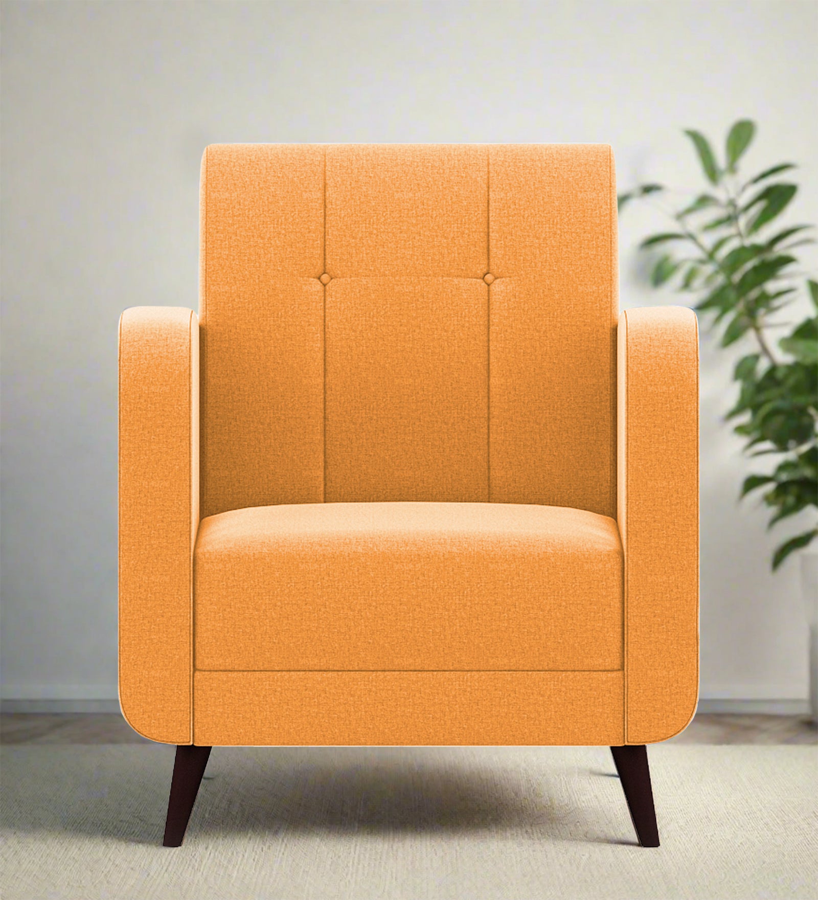Wiki Velvet 1 Seater Sofa in Tangerine orange Colour