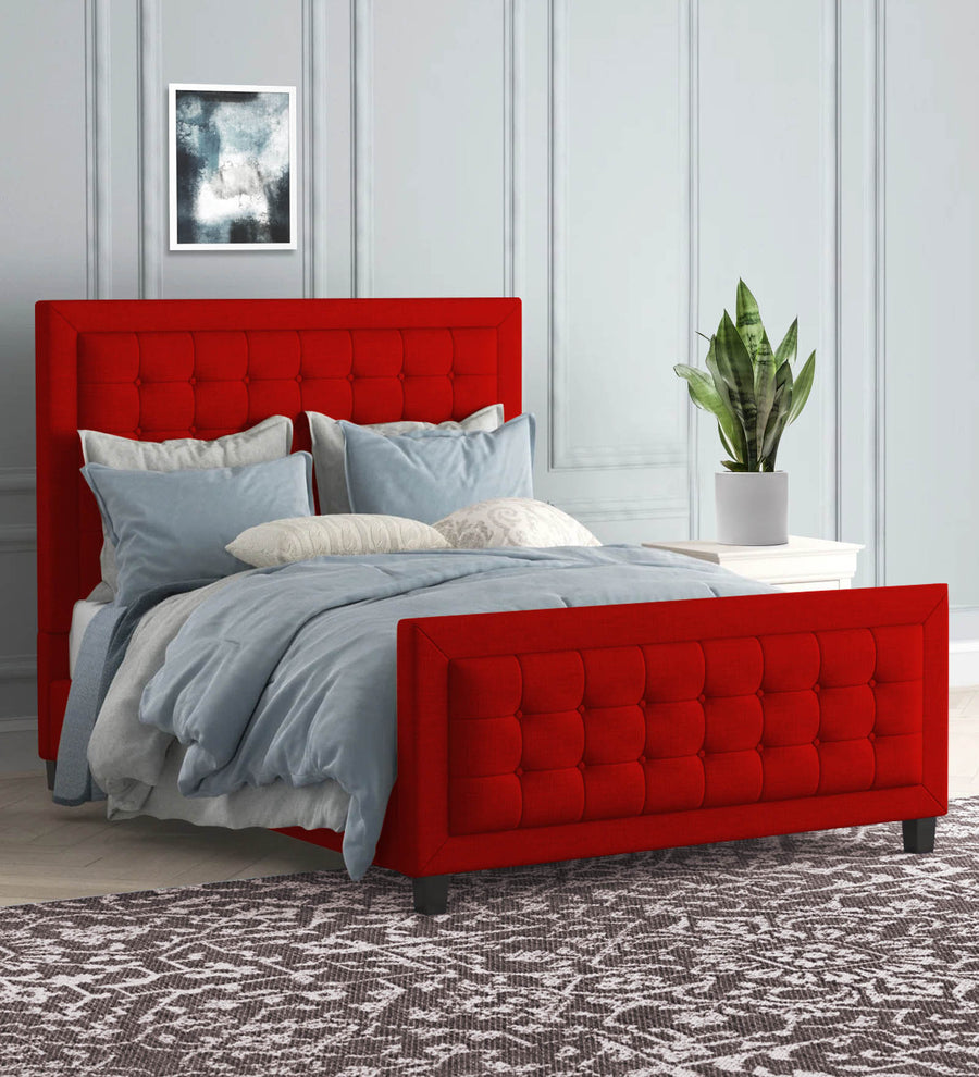 Kaster  Upholstered Fabric Queen Size Bed - Ruby Red by Febonic Living