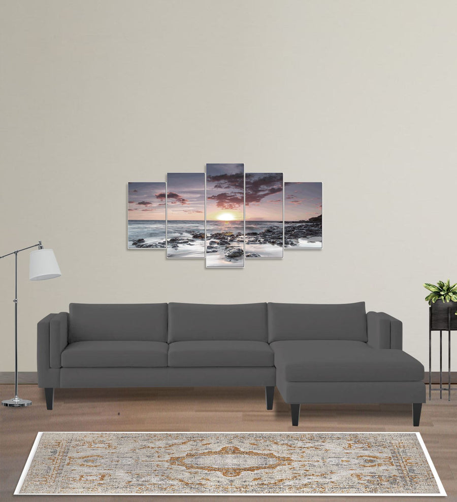 Jasper  LHS  (3+Lounger) Velvet Sectional Sofa - Davy Grey by Febonic Living