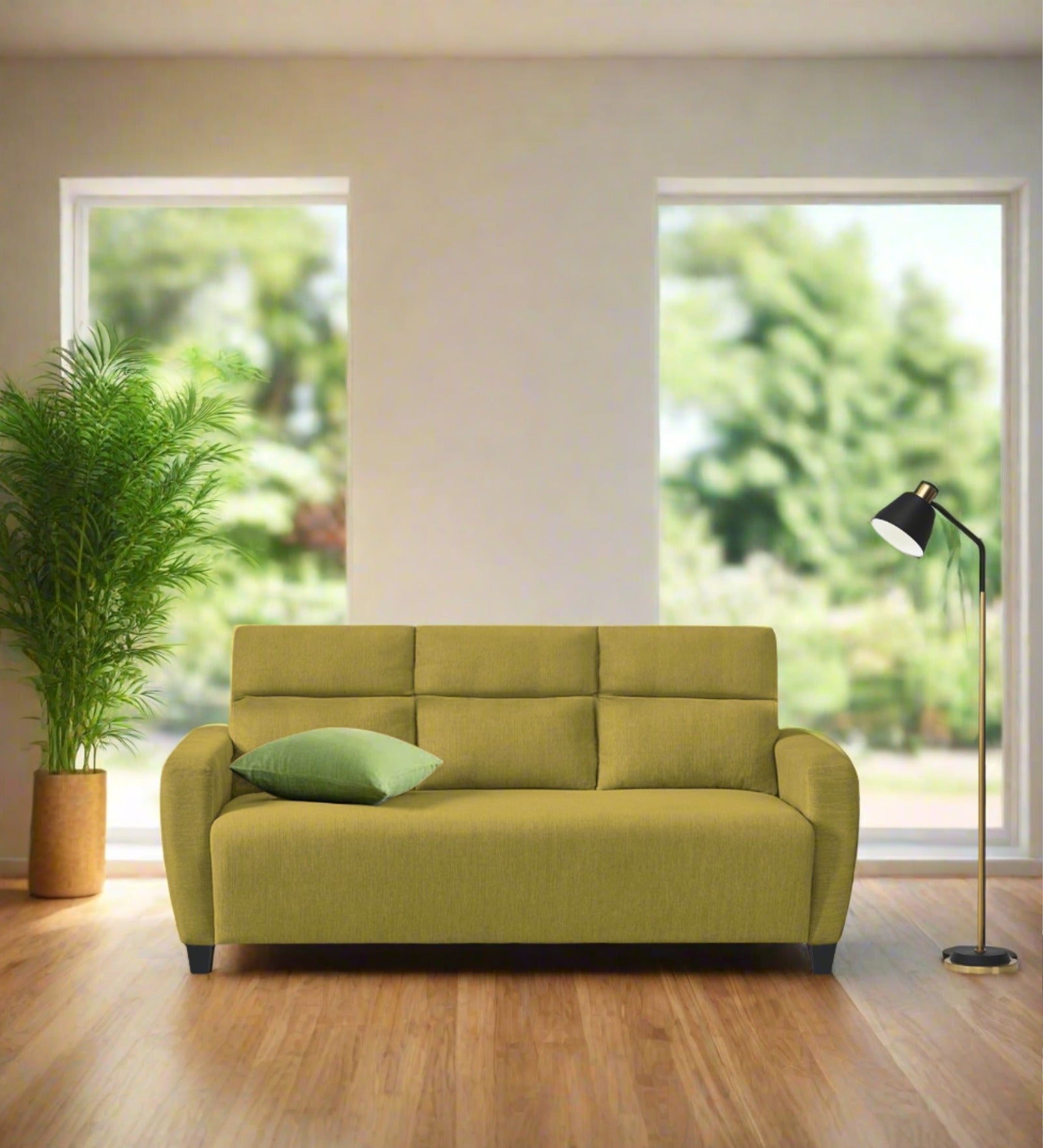 Bakadi Fabric 3 Seater Sofa in Parrot Green Colour