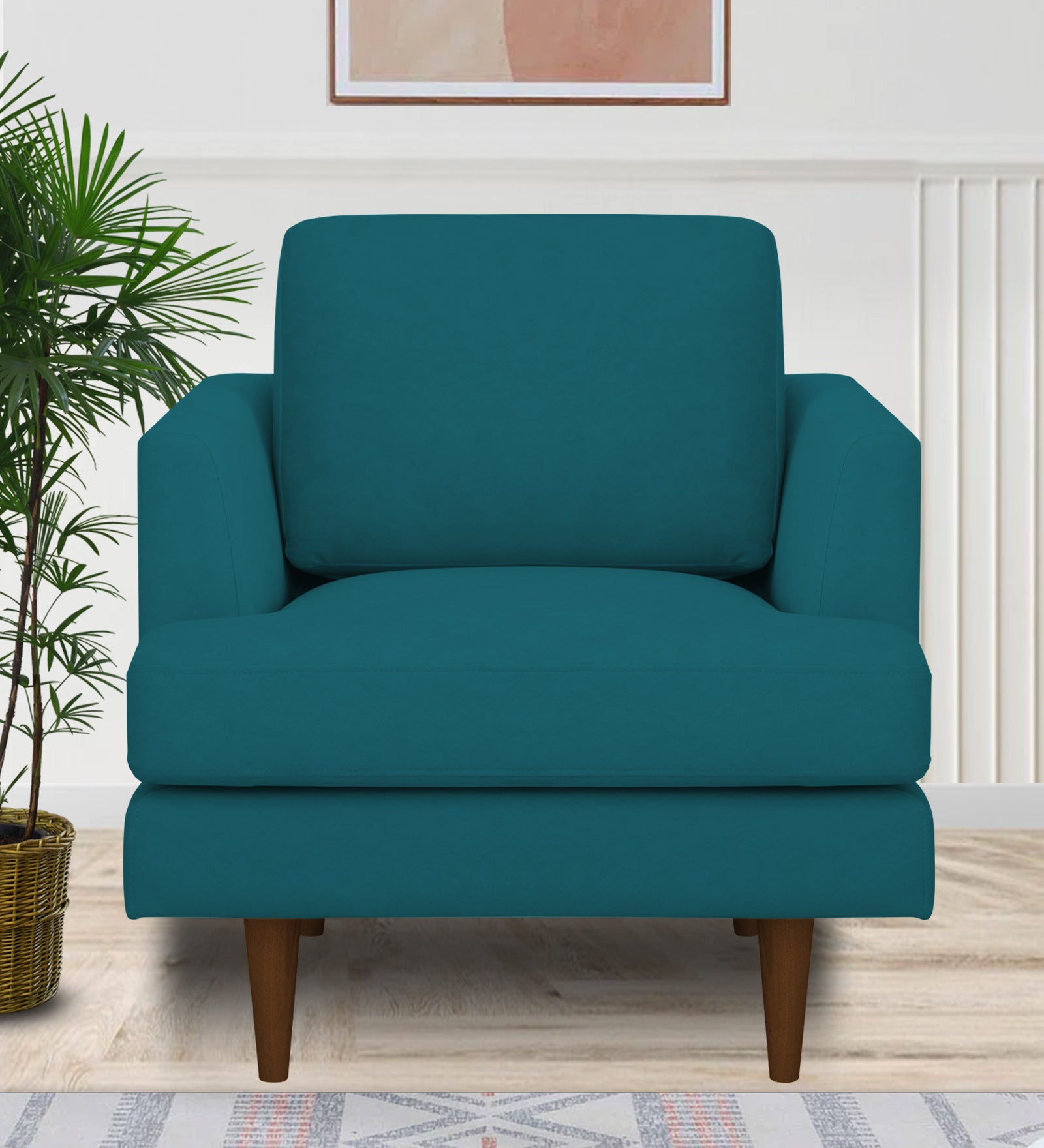 Motra Velvet 1 Seater Sofa in Pine green Colour