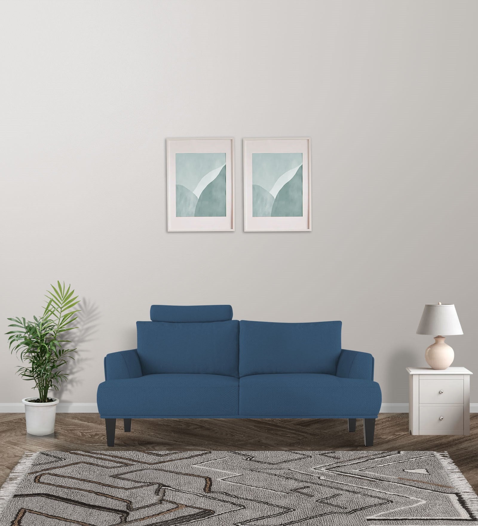 Como Fabric 2 Seater Sofa in Light Blue Colour