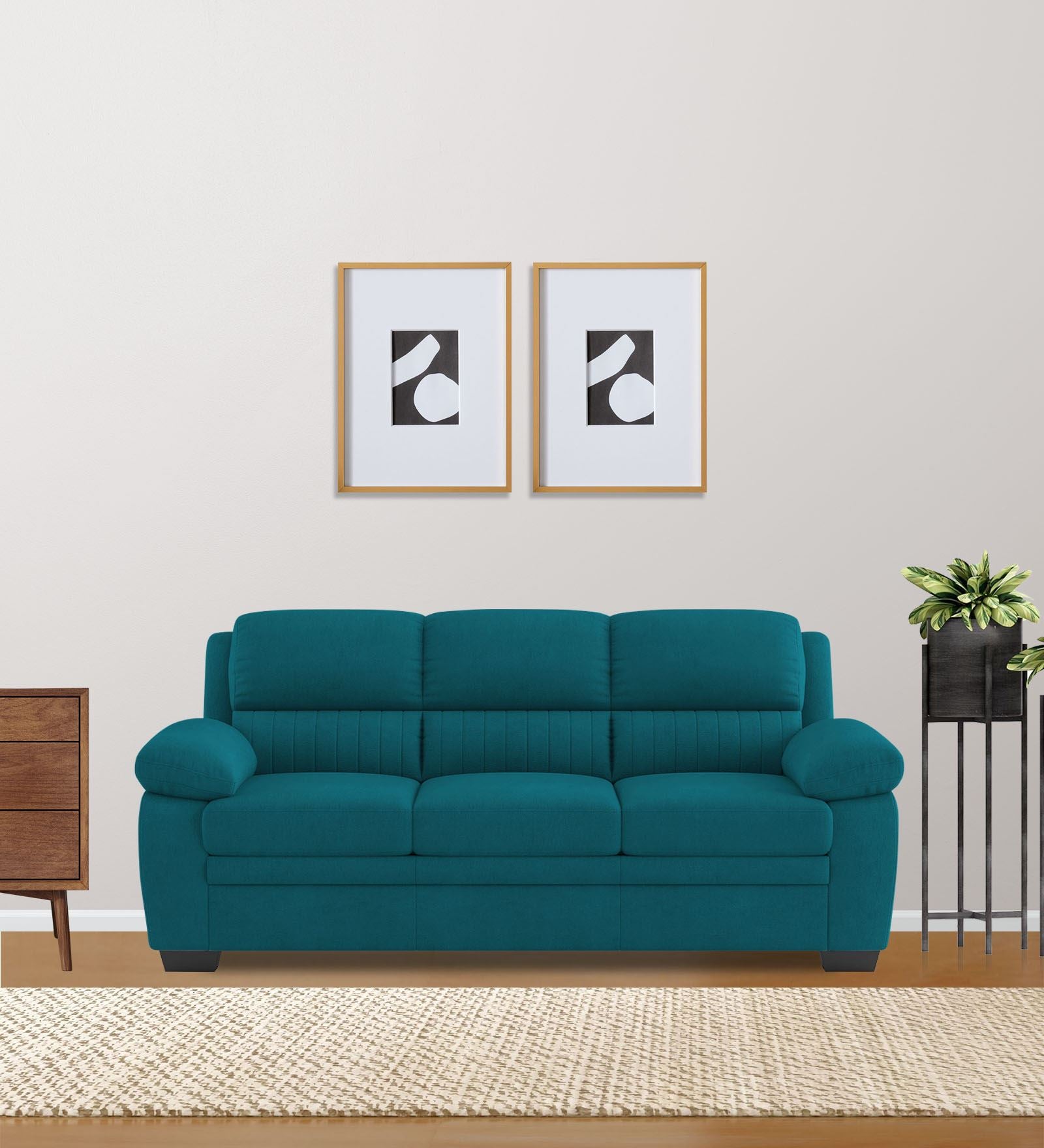 Kraze Velvet 3 Seater Sofa in Pine green Colour