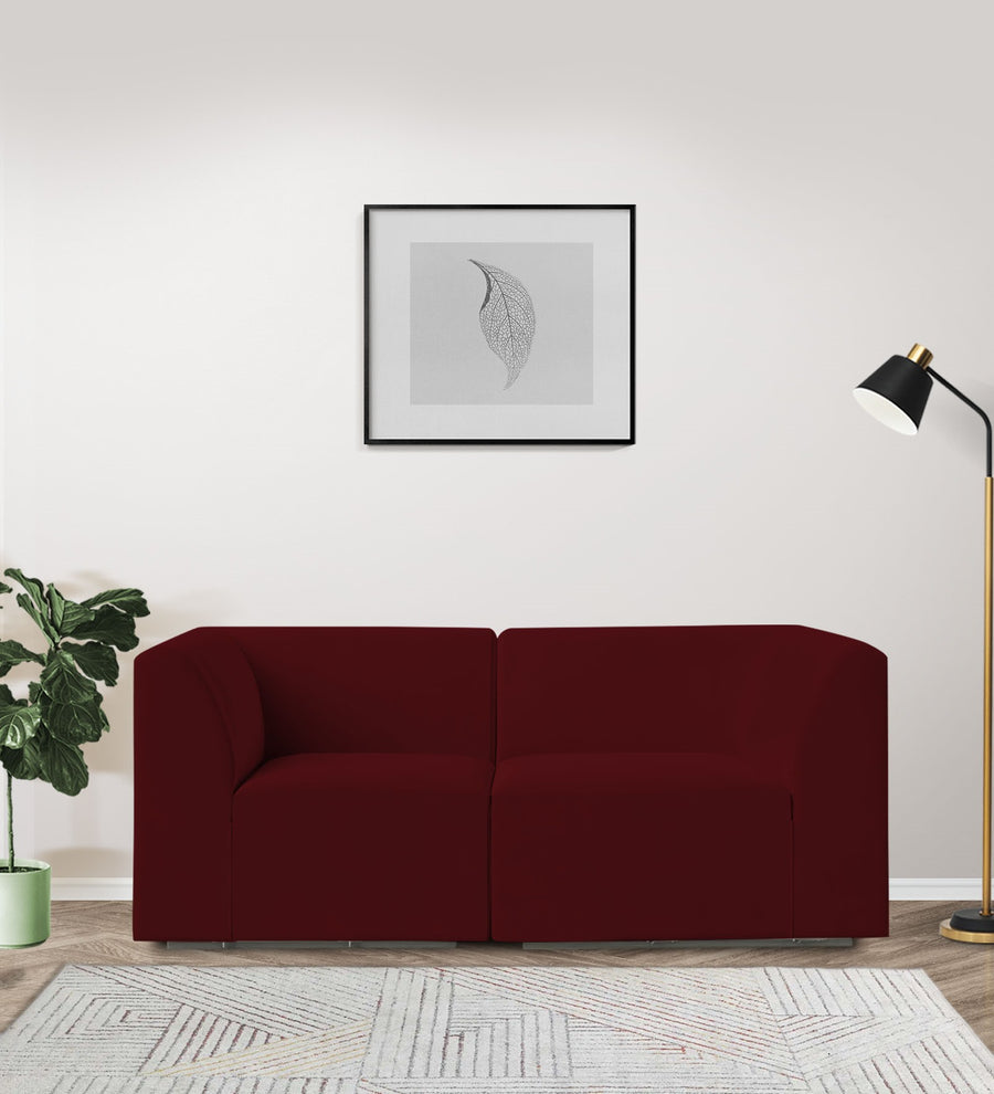 Bufa  2 Seater Velvet Sofa - Dark Maroon by Febonic Living