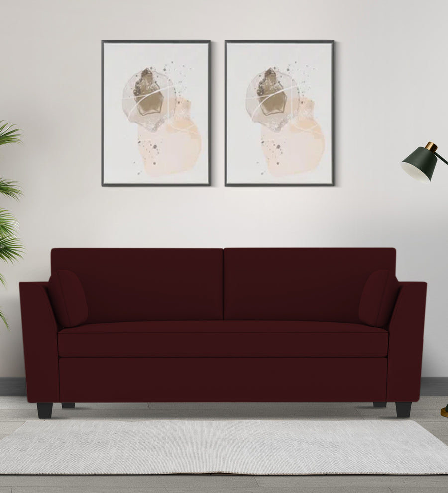 Bristo 3 Seater Velvet Sofa - Blood Maroon With Storage by Febonic Living