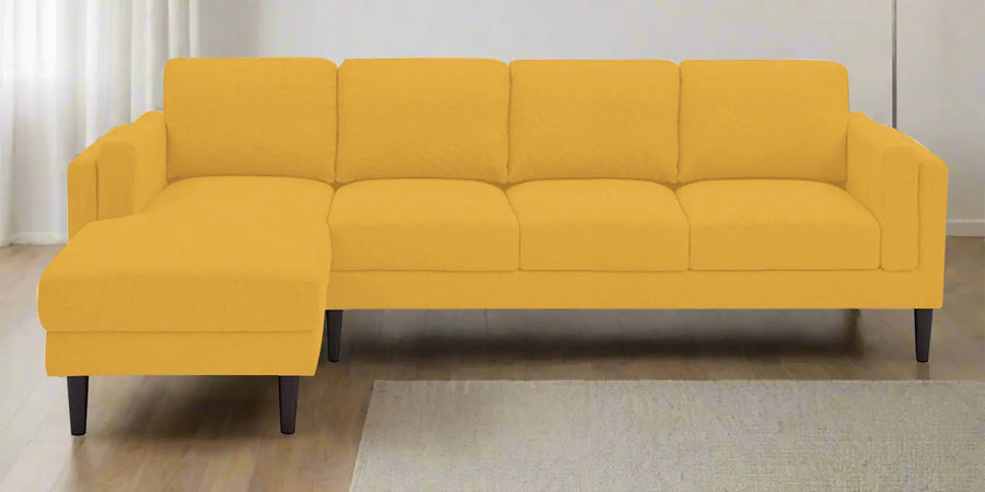 Creata Fabric Rhs Sectional Sofa 3 Lounger In Bold Yellow Colour - Febonic Living