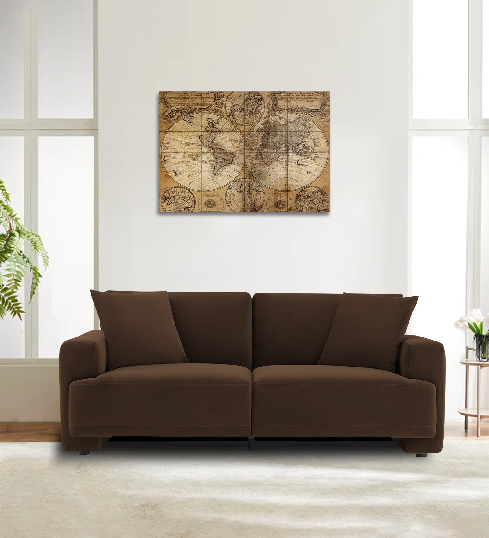 Kosta Velvet 2 Seater Sofa in Cholocate Brown Colour