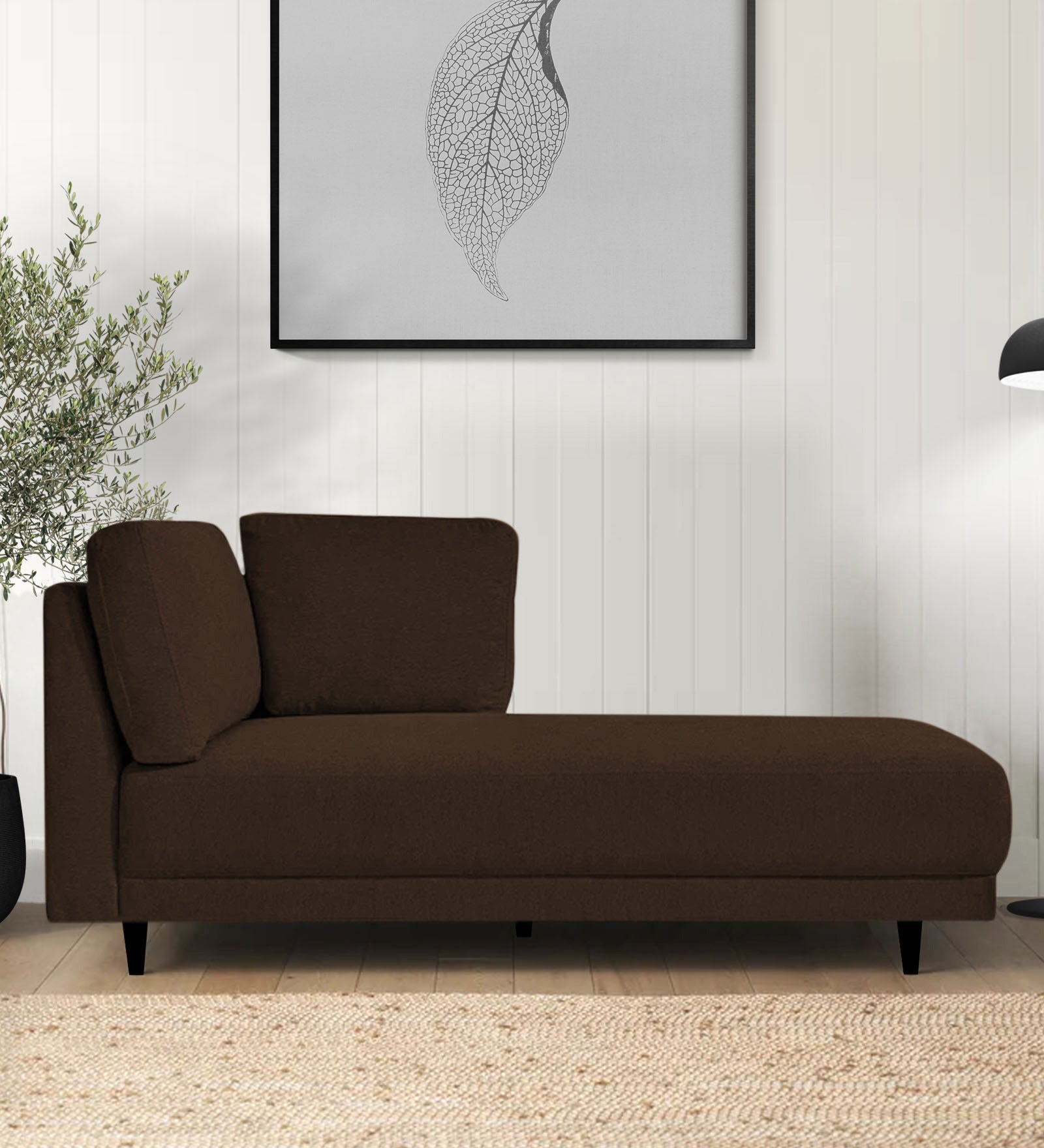Jonze Velvet RHS Chaise Lounger in Cholocate Brown Colour