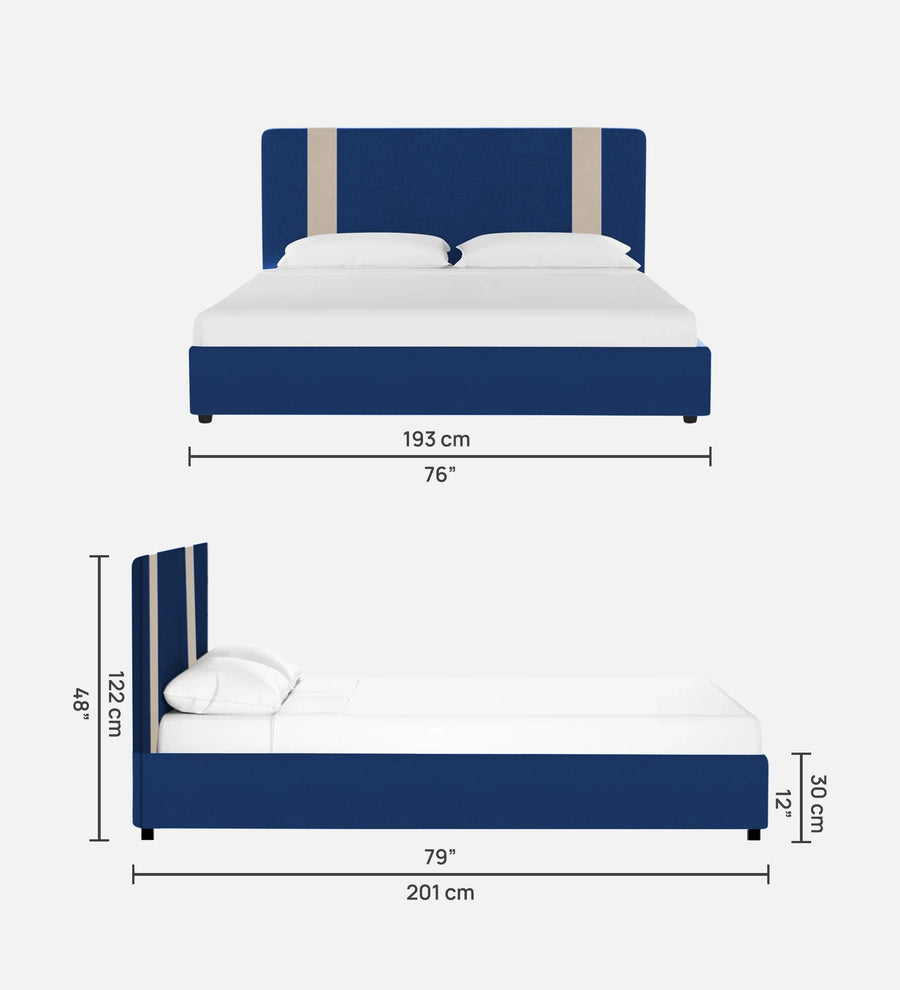 Alisha Leatherette King Size Bed In Blue Colour - Febonic Living