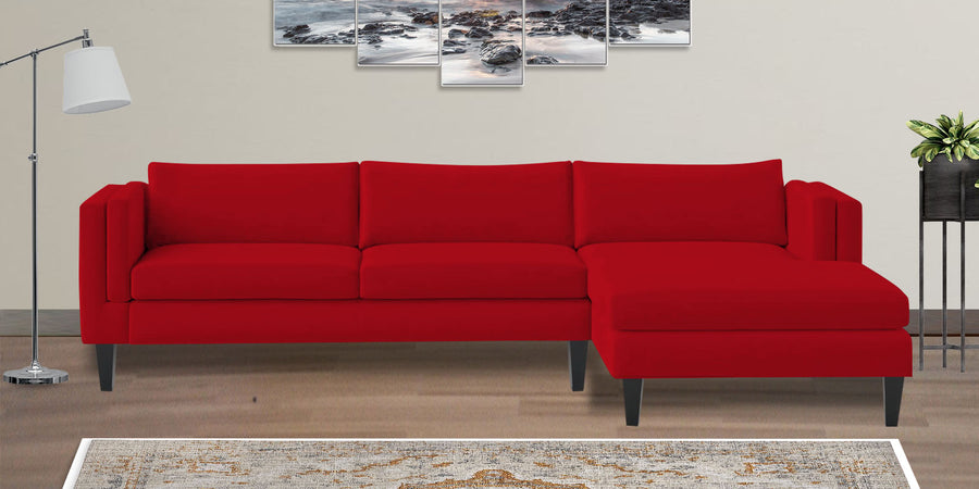 Jasper Velvet Lhs Sectional Sofa 3 Lounger In Berry Maroon Colour - Febonic Living