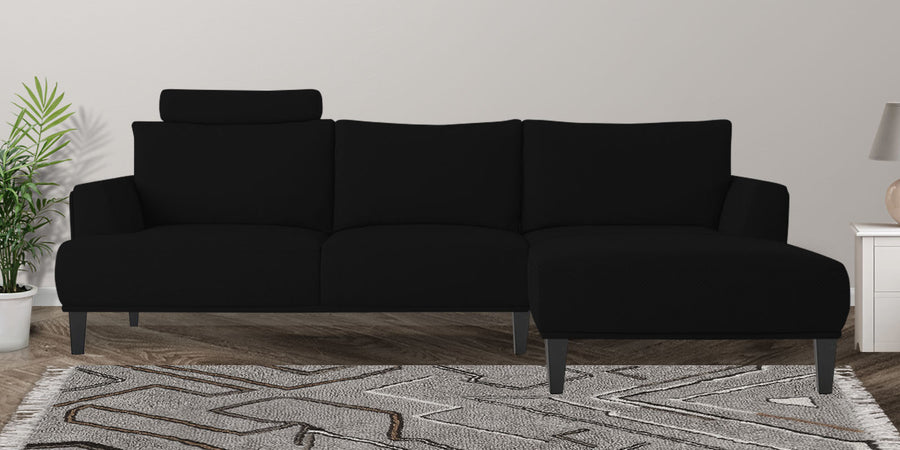 Como Fabric Lhs Sectional Sofa 3 Lounger In Zed Black Colour - Febonic Living