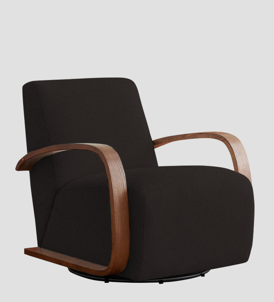 Balma Fabric Swivel Chair In Cara Brown Colour - Febonic Living