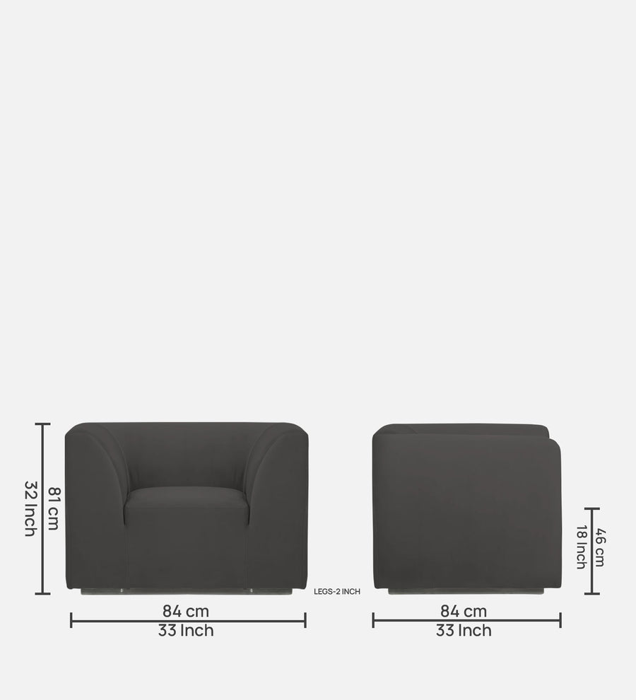 Bufa Velvet 1 Seater Sofa In Hory Grey Colour - Febonic Living