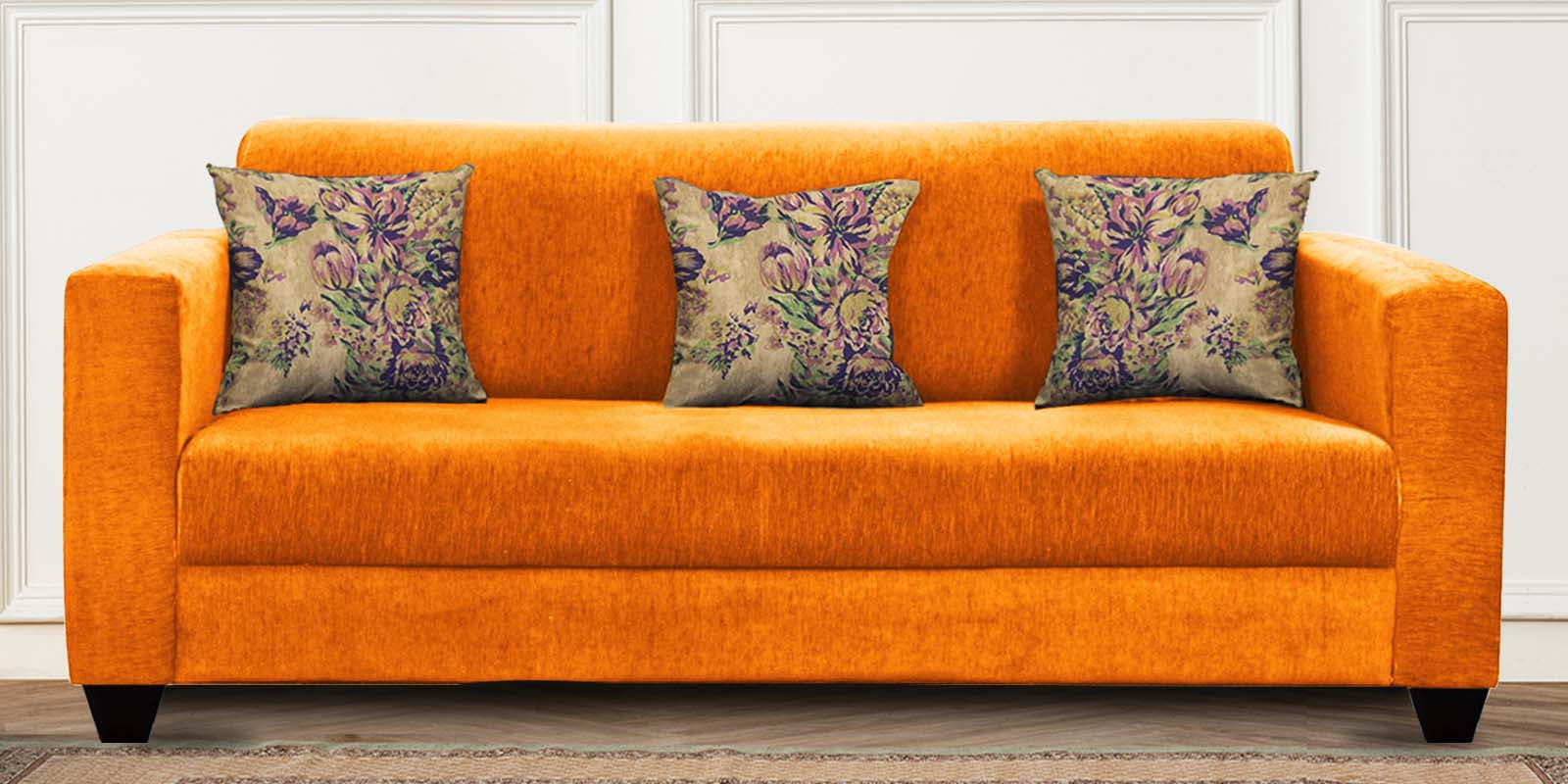 Lipu Fabric 3 Seater Sofa in Vivid Orange Colour