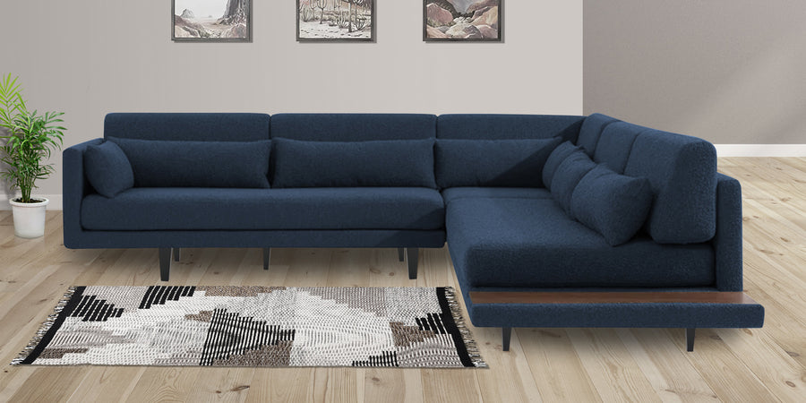 Malta Fabric 6 Seater Lhs Corner Sofa In Denim Blue Colour - Febonic Living