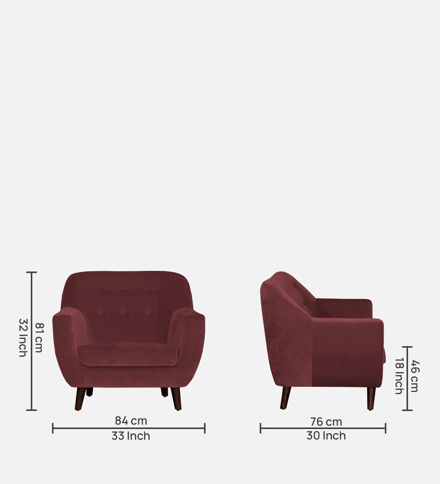 German Fabric 1 Seater Sofa In Blaze Red Colour - Febonic Living