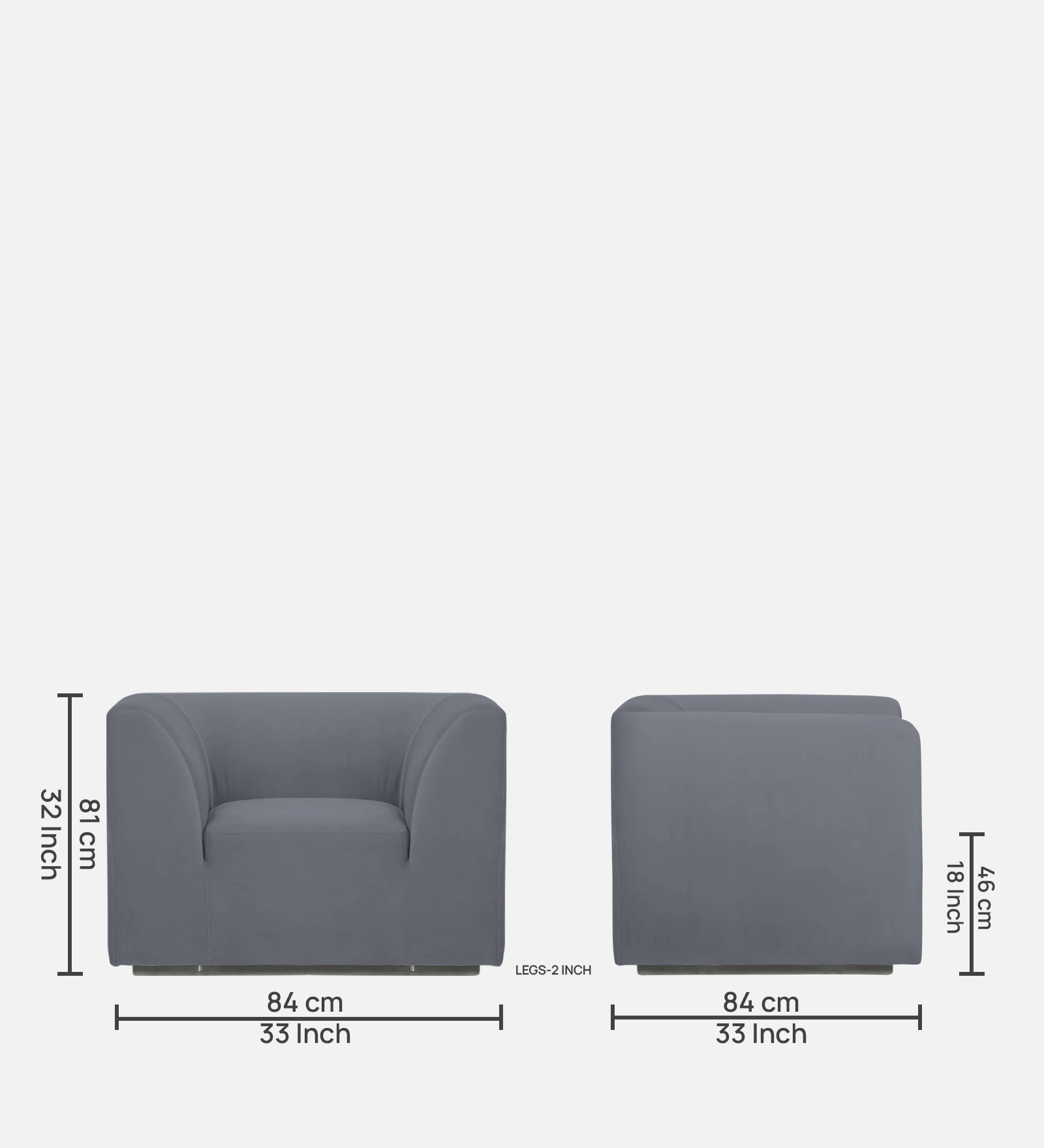 Bufa Velvet 1 Seater Sofa in Pubble Grey Colour