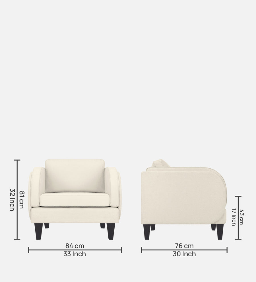 Siddy Fabric 1 Seater Sofa In Ivory Cream Colour - Febonic Living