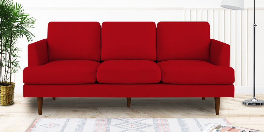 Motra Velvet 3 Seater Sofa In Berry Maroon Colour - Febonic Living