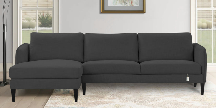 Piku Fabric Rhs Sectional Sofa 3 Lounger In Charcoal Grey Colour - Febonic Living