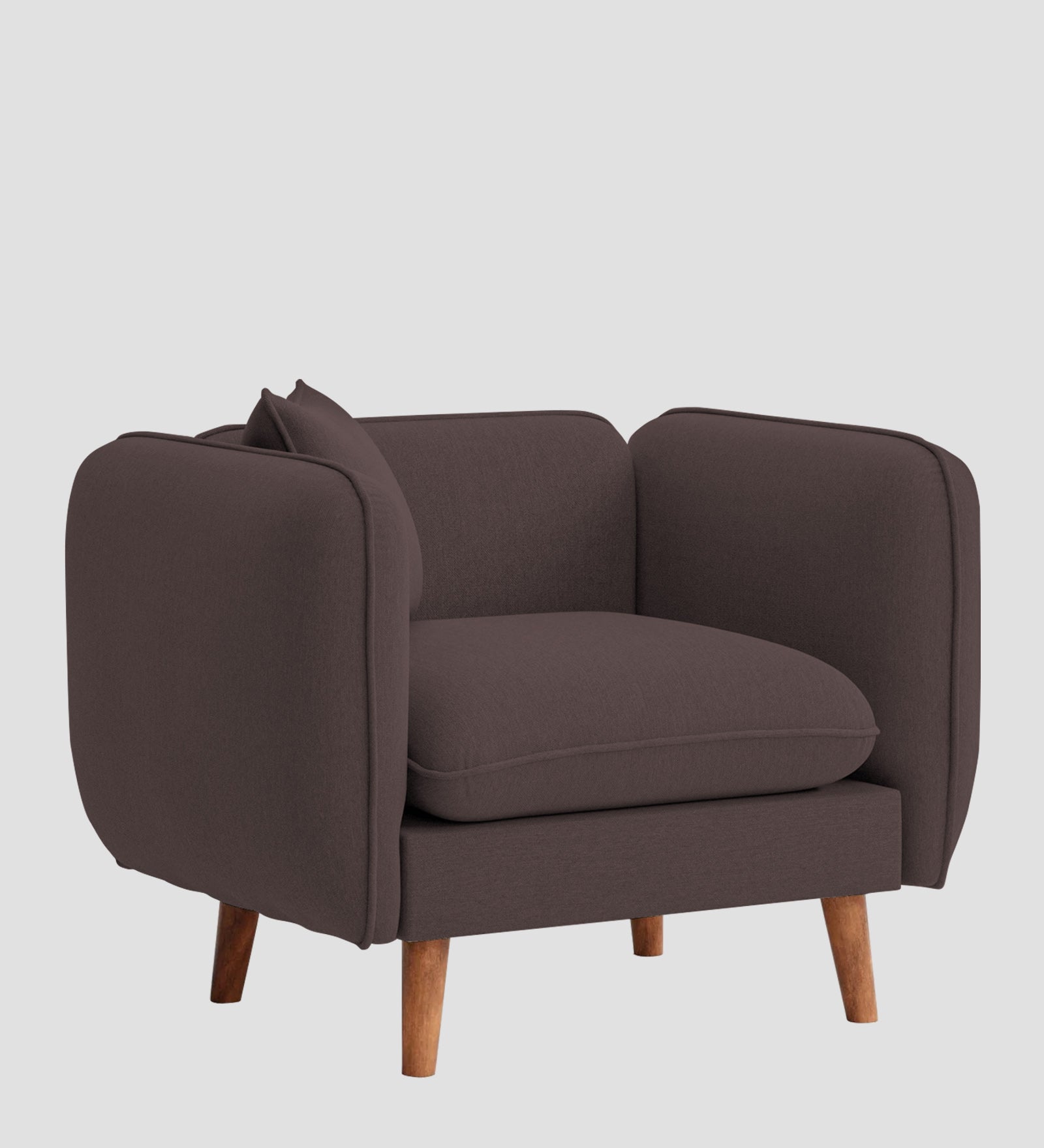 Reva Fabric 1 Seater Sofa In  Night Brown Colour - Febonic Living