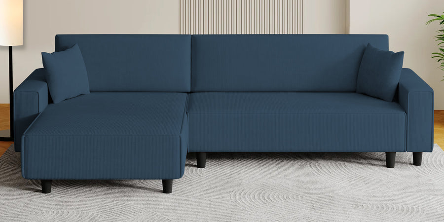Peach Fabric Rhs 6 Seater Sofa Cum Bed With Storage In Light Blue Colour - Febonic Living