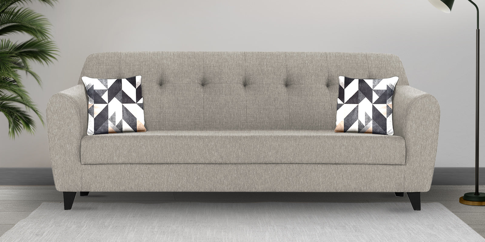 Melaan Fabric 3 Seater Sofa In Ash Grey Colour