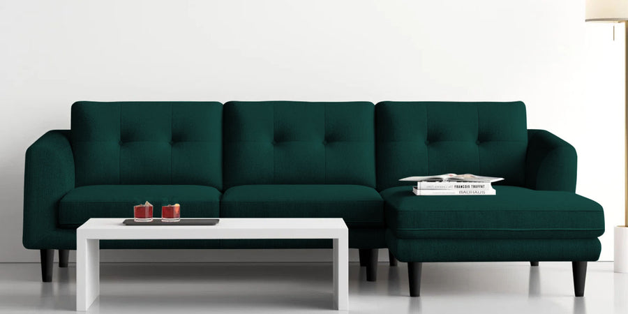 Natasha Velvet Lhs Sectional Sofa 3 Lounger In Forest Green Colour - Febonic Living