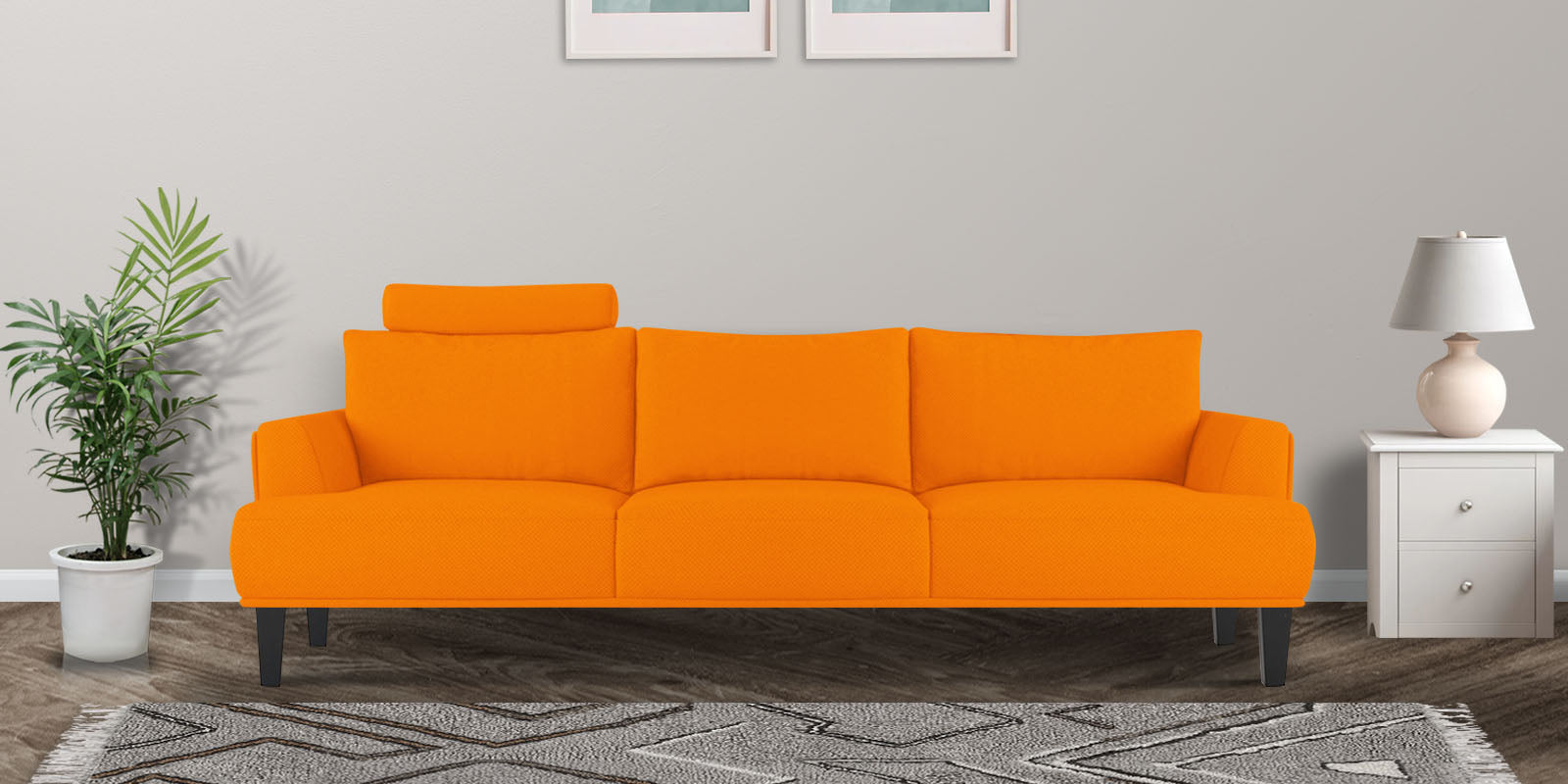 Como Fabric 3 Seater Sofa in Vivid Orange Colour