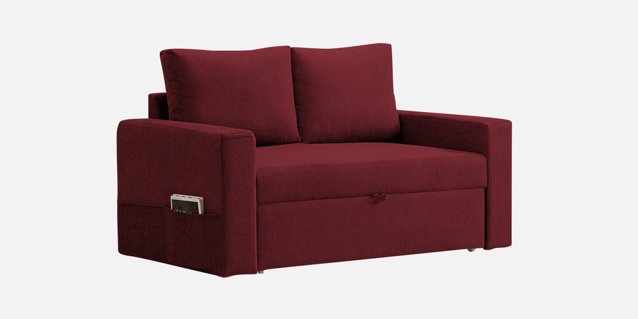 Kara Fabric 2 Seater Pull Out Sofa Cum Bed In Blood Maroon Colour - Febonic Living