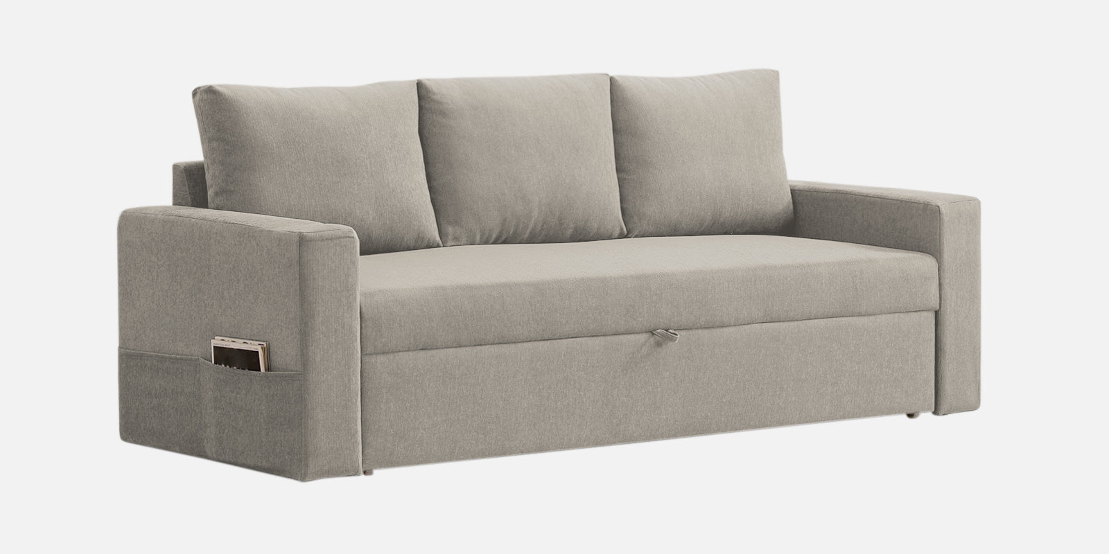 Kara Fabric 3 Seater Pull Out Sofa Cum Bed in Lit Grey Colour