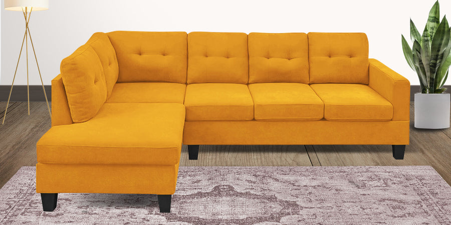 Thomas Fabric Rhs Sectional Sofa 3 Lounger In Bold Yellow Colour - Febonic Living
