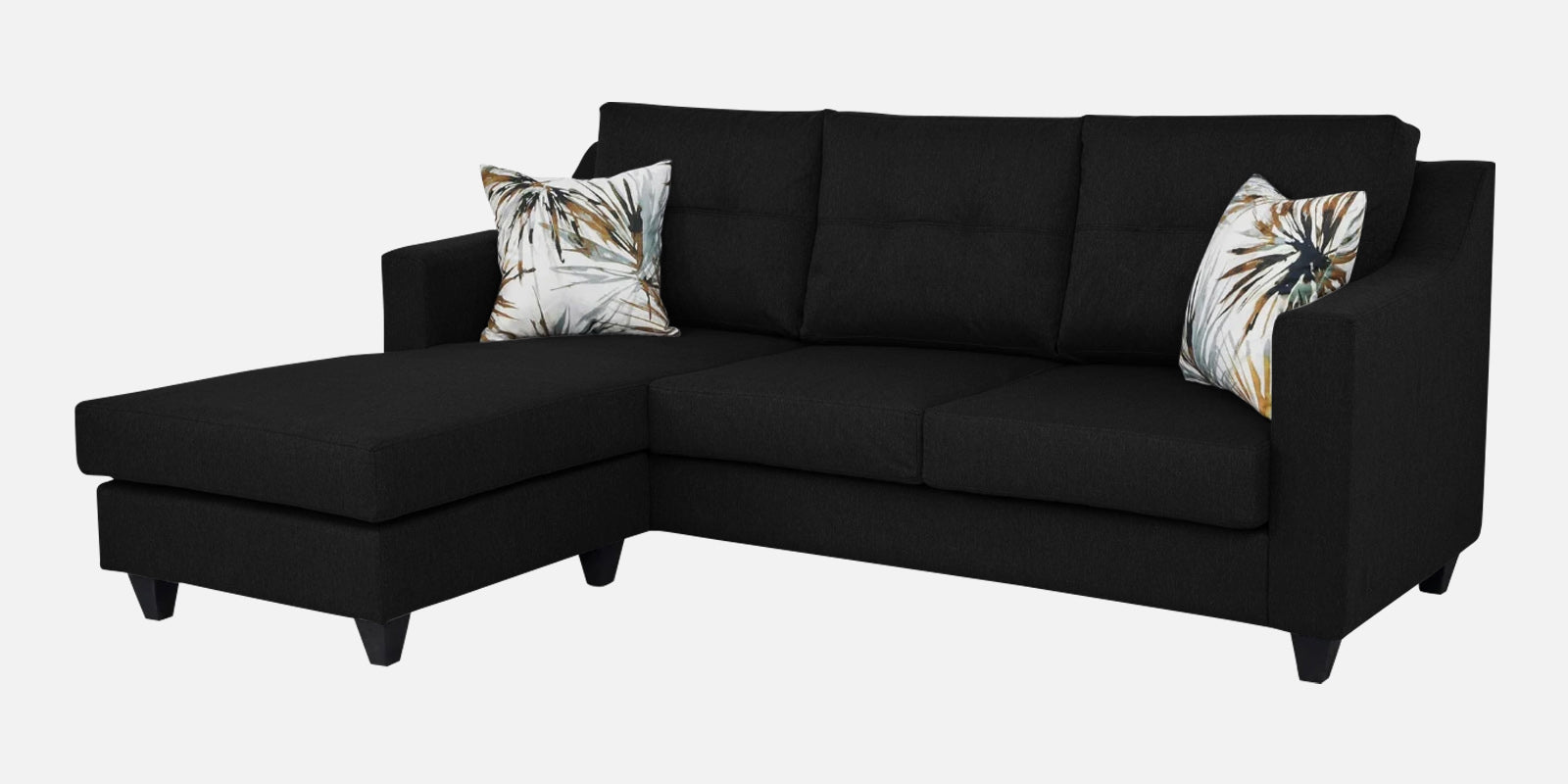 Welly Fabric RHS Sectional Sofa (2 + Lounger) In Zed Black Colour