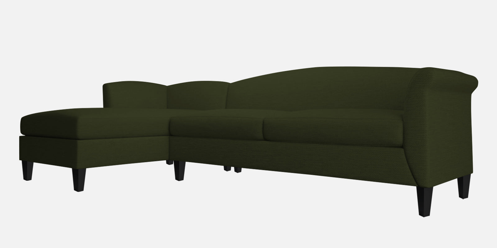 Kimber Fabric RHS Sectional Sofa (3+Lounger) in Olive Green Colour