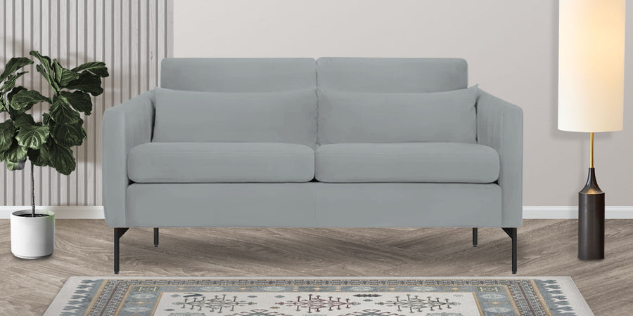 Haru Velvet 2 Seater Sofa In Pearl Grey Colour - Febonic Living