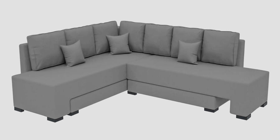 Corby Velvet Lhs 6 Seater Convertible Sofa Cum Bed In Light Grey Colour - Febonic Living