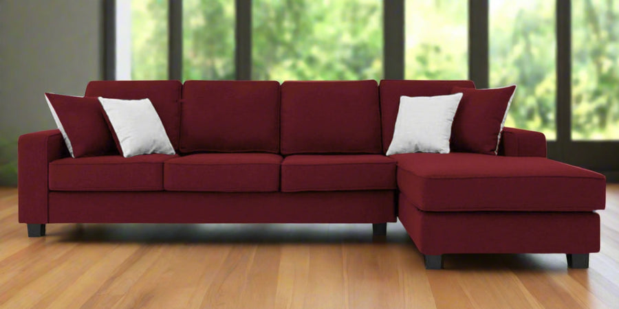 Ladybug Fabric Lhs Sectional Sofa 3 Lounger In Blood Maroon Colour - Febonic Living