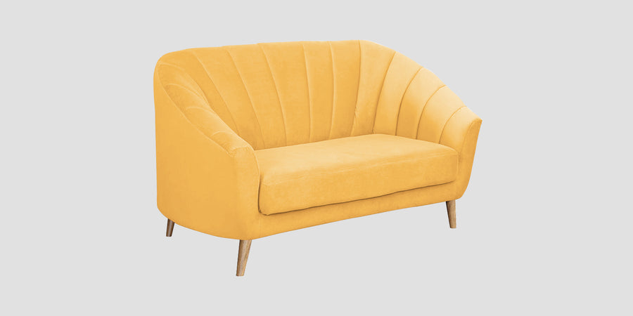 Kaylee Velvet 2 Seater Sofa In Turmeric Yellow Colour - Febonic Living