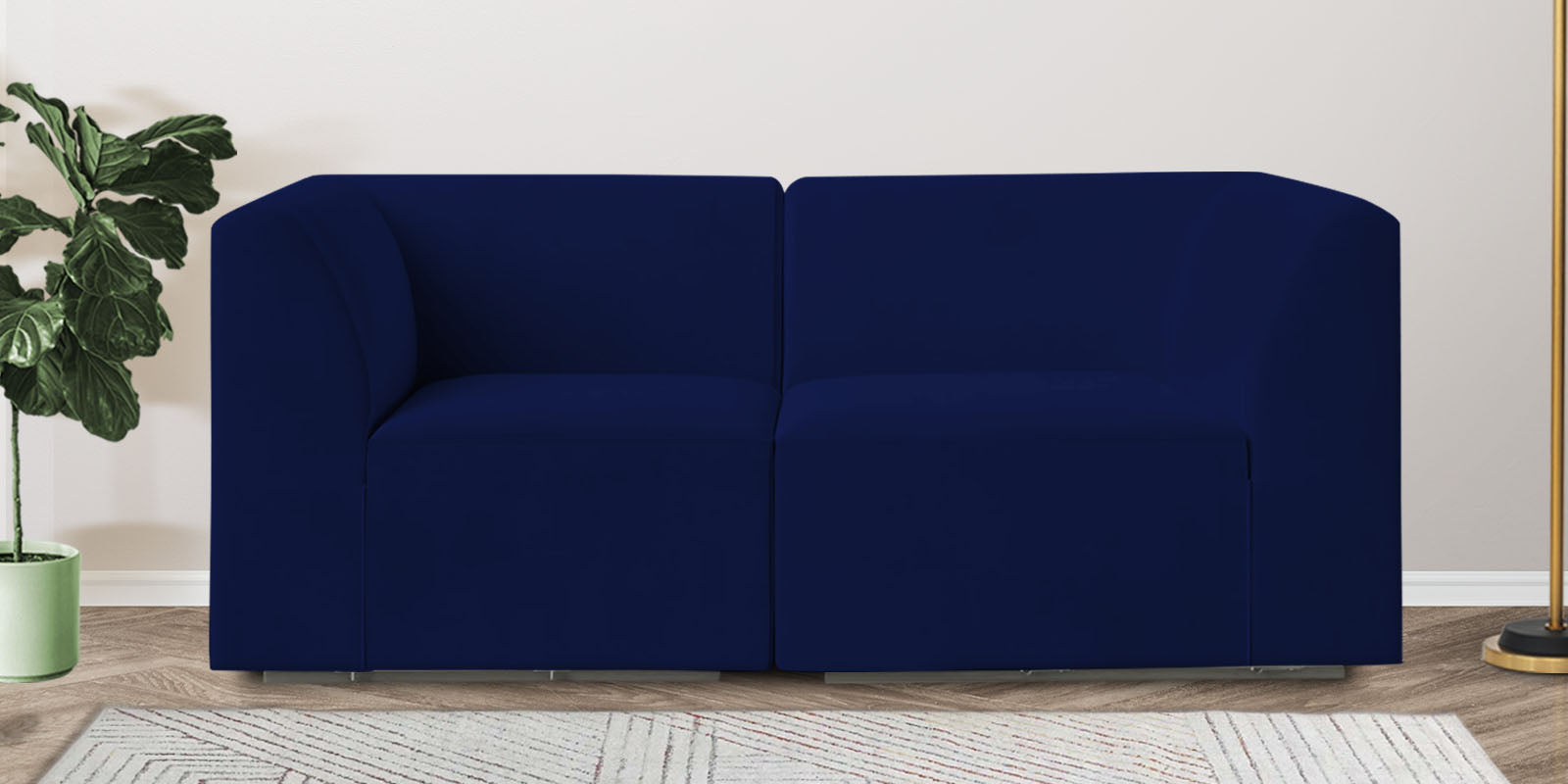 Bufa Velvet 2 Seater Sofa in Dark Blue Colour With Storage