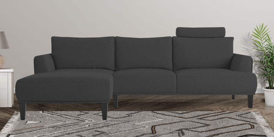 Como Fabric Rhs Sectional Sofa 3 Lounger In Charcoal Grey Colour - Febonic Living