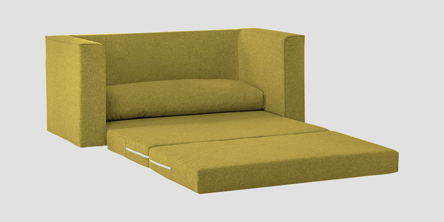 Kenia Fabric 3 Seater Foldable Sofa Cum Bed In Parrot Green Colour - Febonic Living