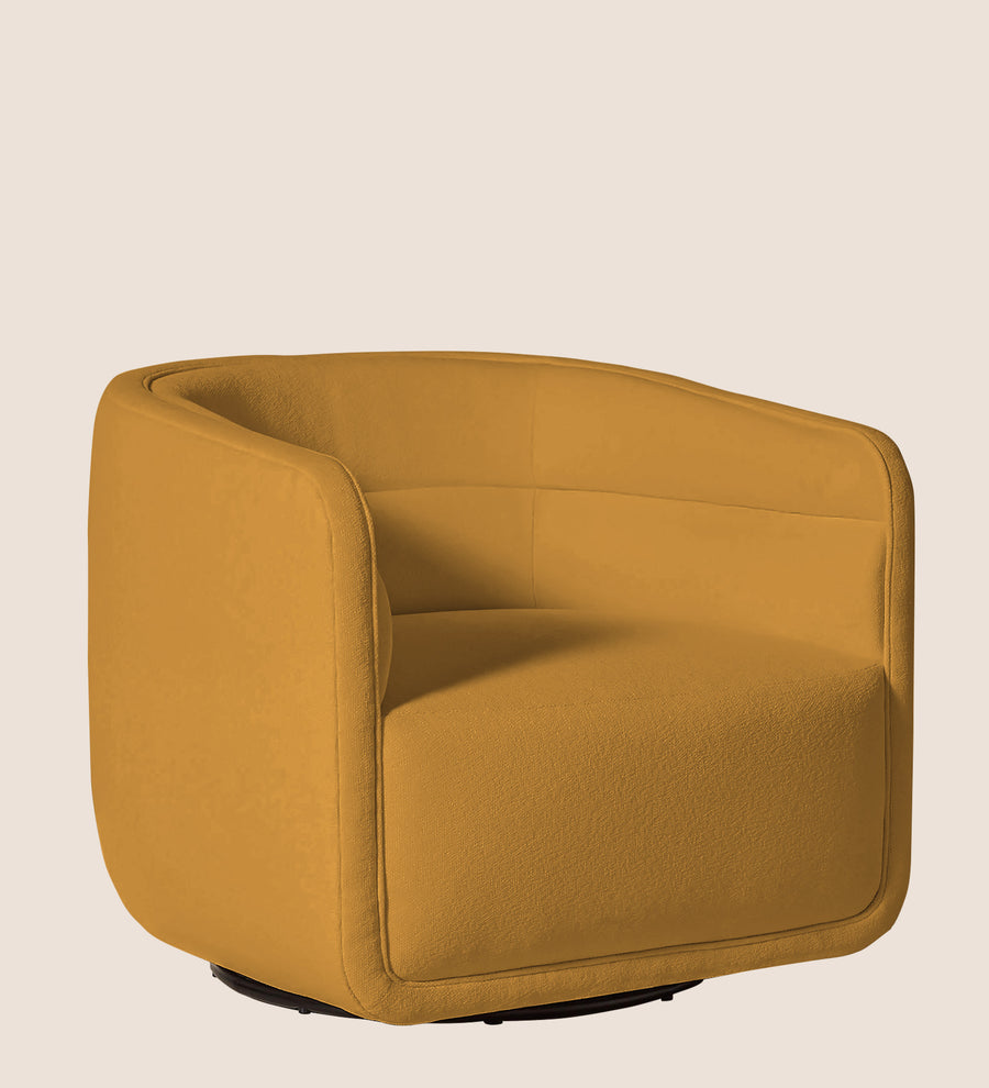 Ria Fabric Swivel Chair In Corn Yellow Colour - Febonic Living
