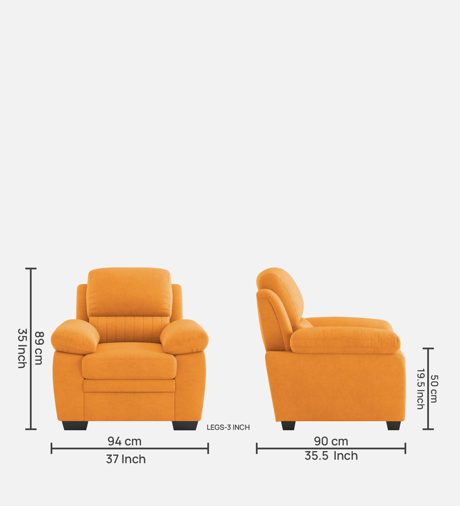 Miranda Velvet 1 Seater Sofa in Tangerine orange Colour