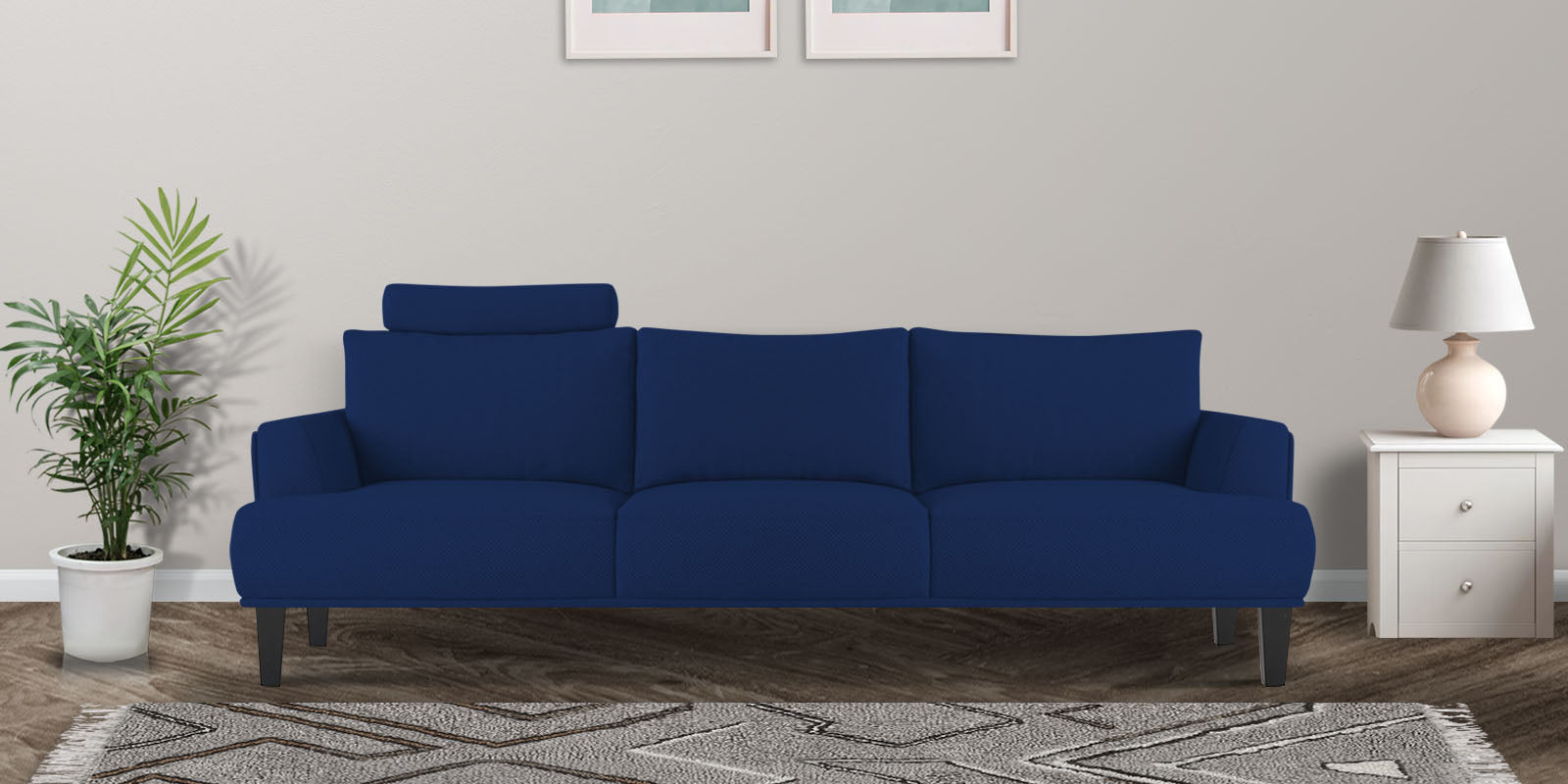 Como Fabric 3 Seater Sofa in Royal Blue Colour