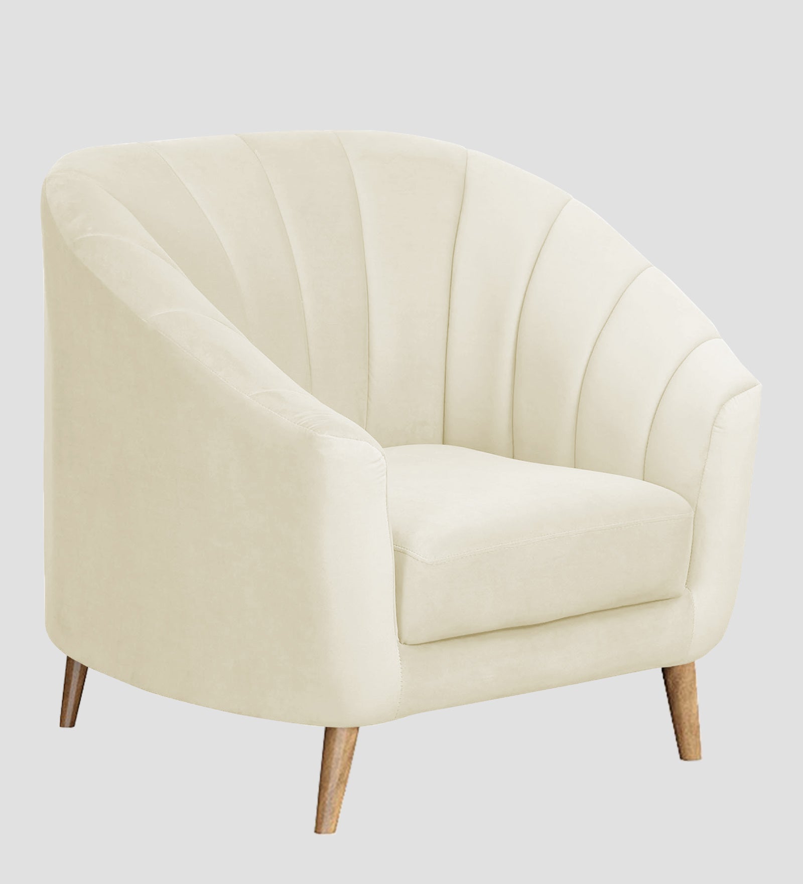 Nancy Velvet 1 Seater Sofa in Warm White Colour