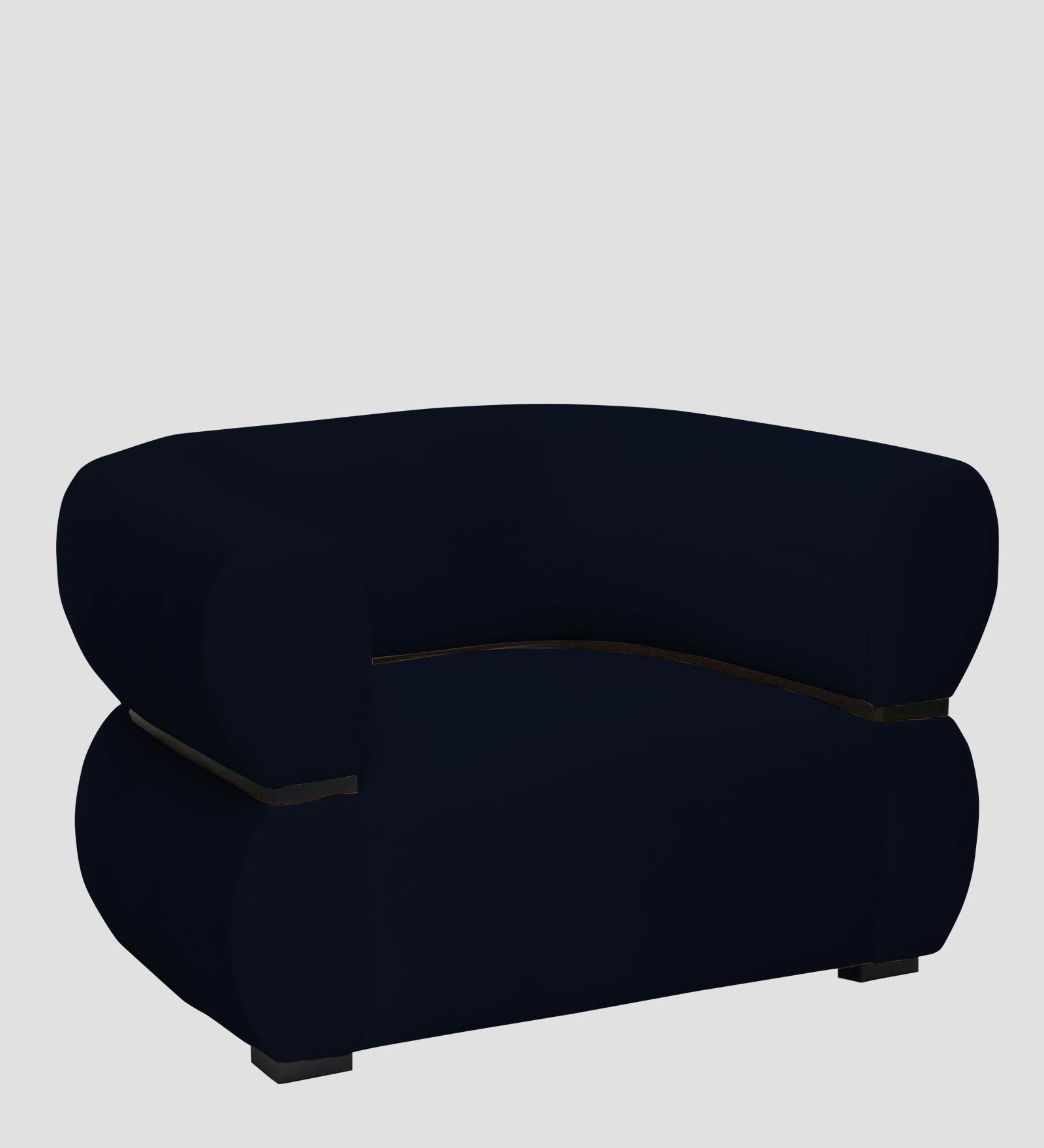 Kula Velvet 1 Seater Sofa In Dark Blue Colour