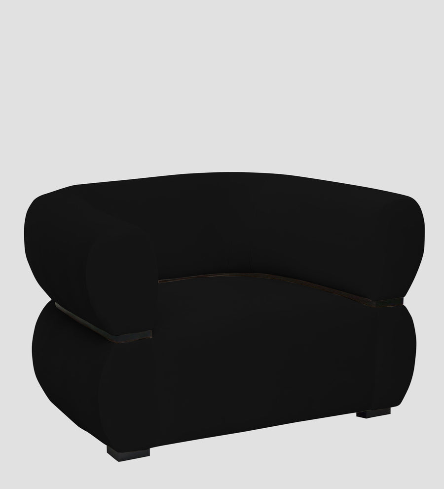Kula Velvet 1 Seater Sofa In Adam Black Colour - Febonic Living